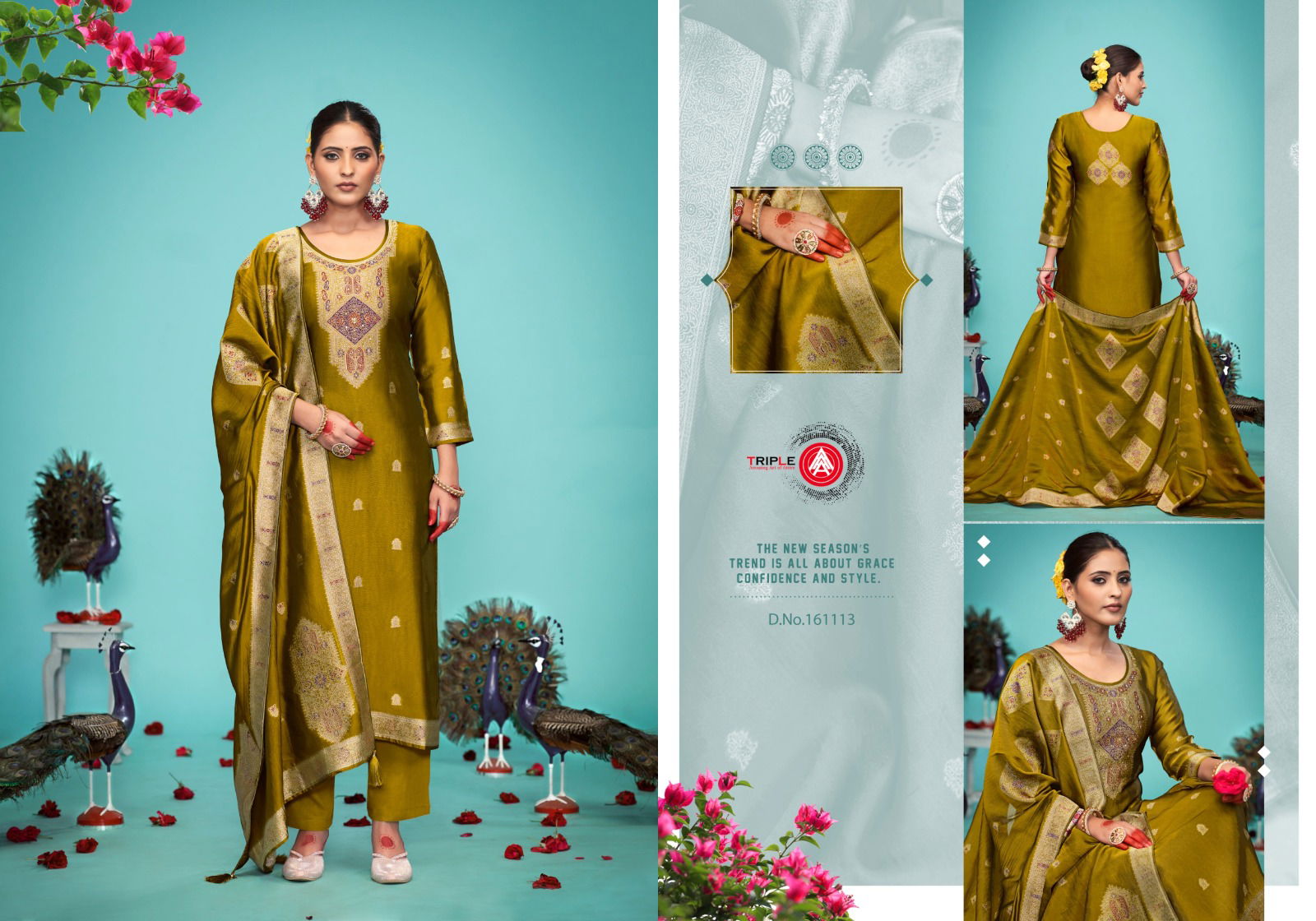 Saptrang Vol 2 By Triple Aaa Viscose Silk Jacquard Designer Dress Material Wholesale Online